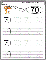 okul öncesi 70 sayısı çizgi çalışması